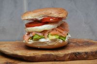 Salmon Cream Cheese Cucumber Avocado Bagel