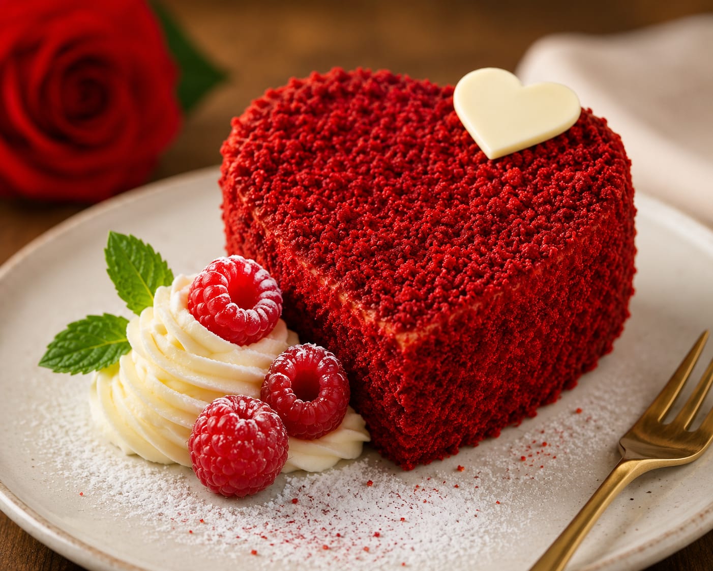 Mono Red Heart Cake