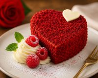 Mono Red Heart Cake