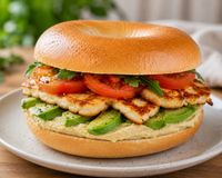 Halloumi Avocado Hummus & Tomato Bagel